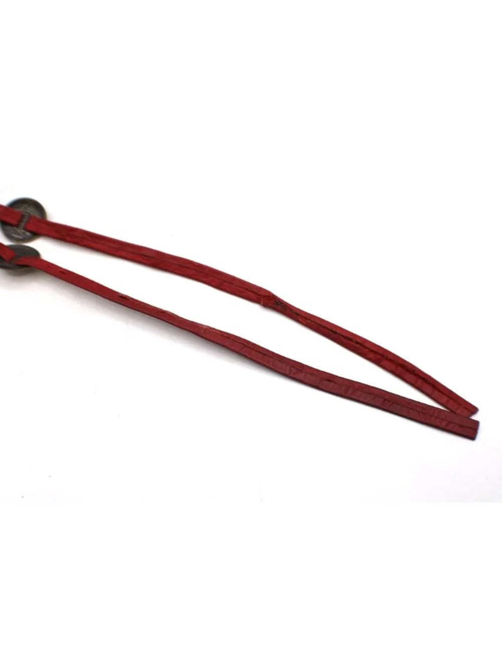 Red Leather Skinny Belt Brass Star Conchos Tie End No Buckle 46